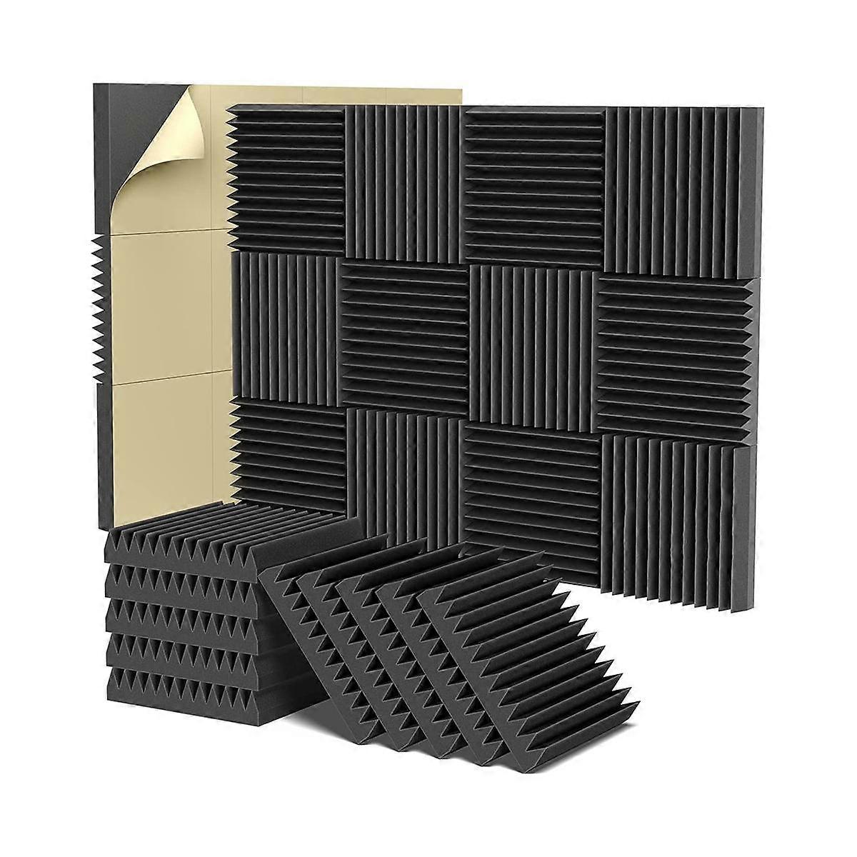 Acoustic Foam Panels, 2X12X12inch Self-Adhesive Sound Proof Foam Panels, High Density Soundproof Wa