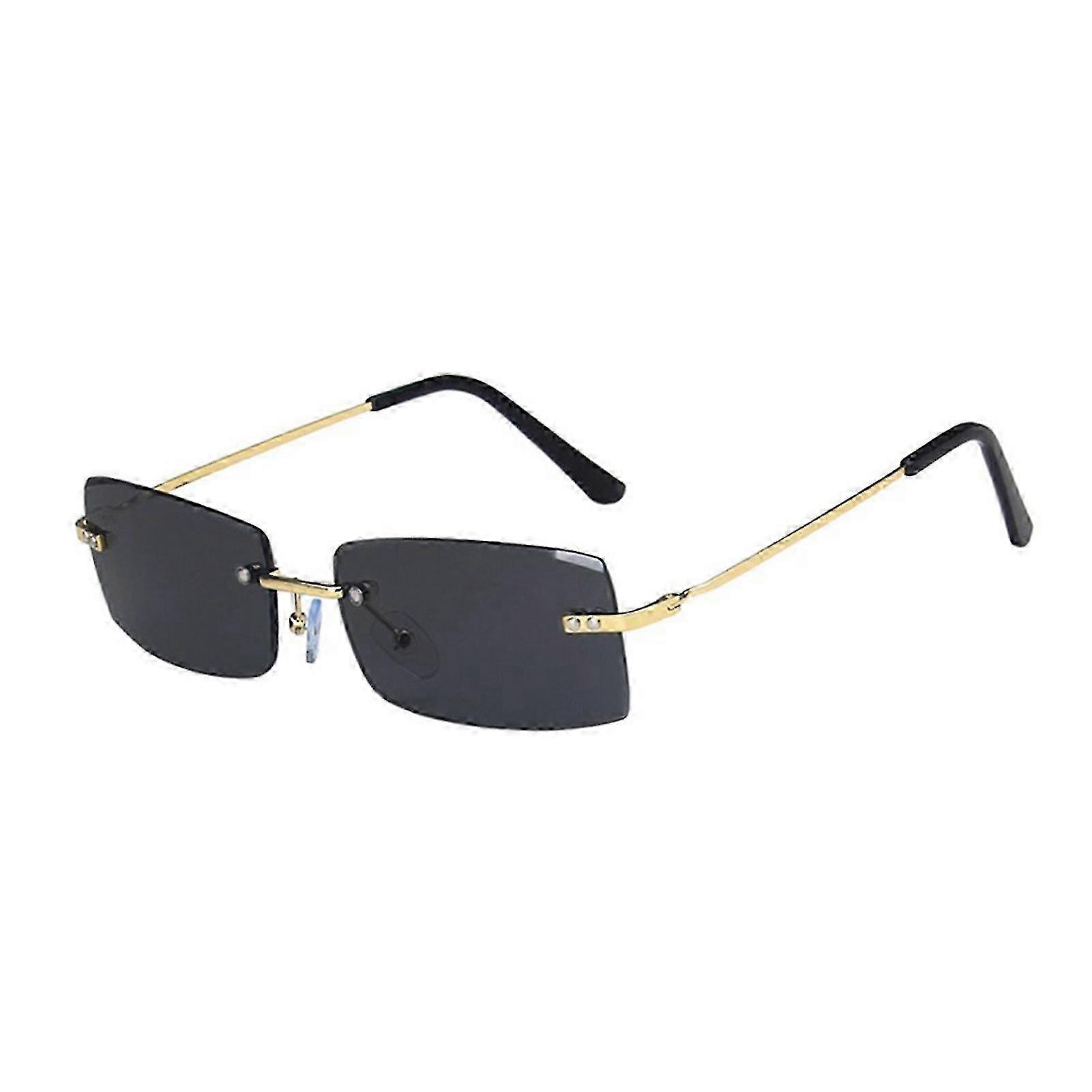 Rectangular Frame Sunglass Gradient/solid Lens Rimless Korean Decorative Glasses