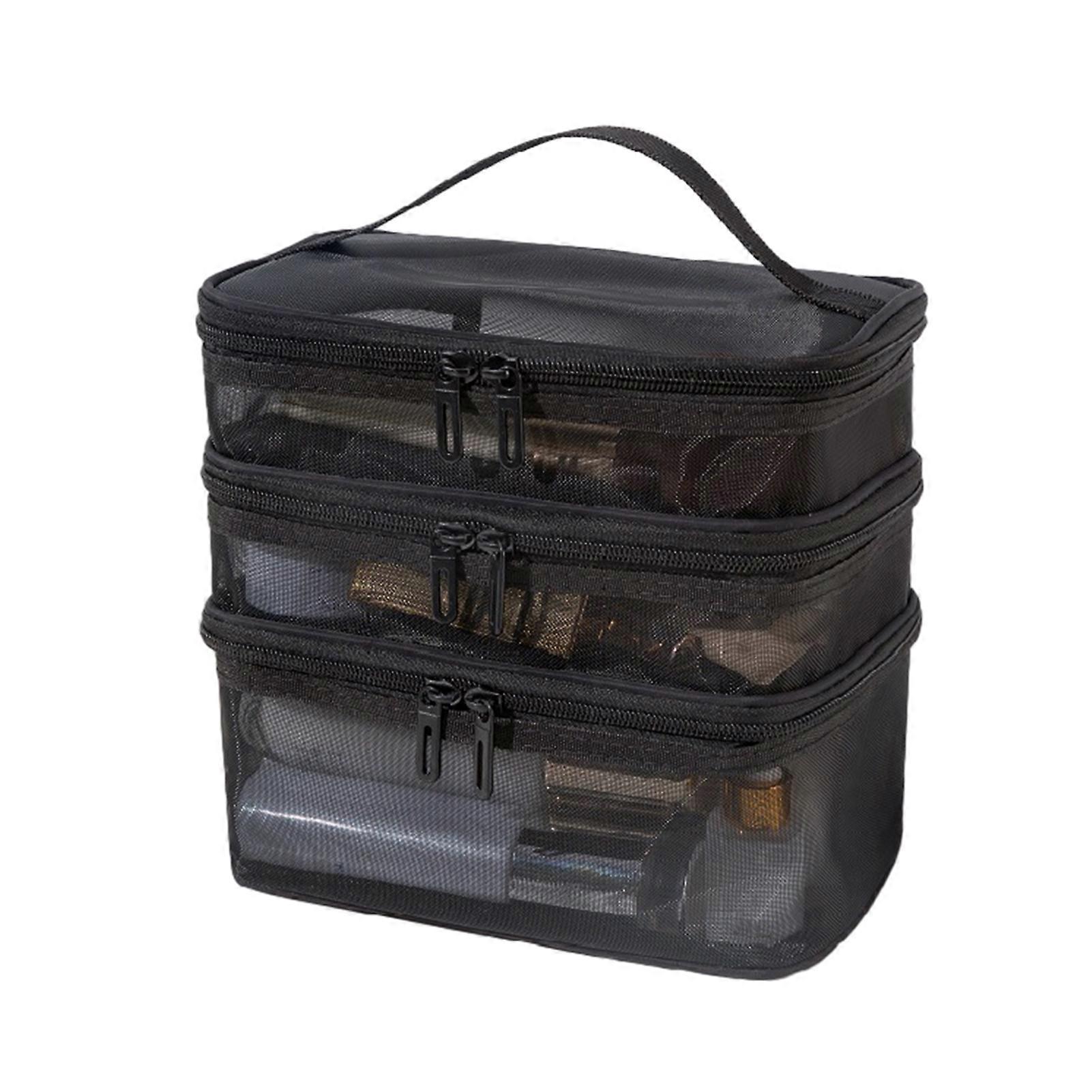 Portable Mesh Travel Cosmetic Storage Bag Large Capacity Lightweight Toiletry Bag for Home Hotel Makeup