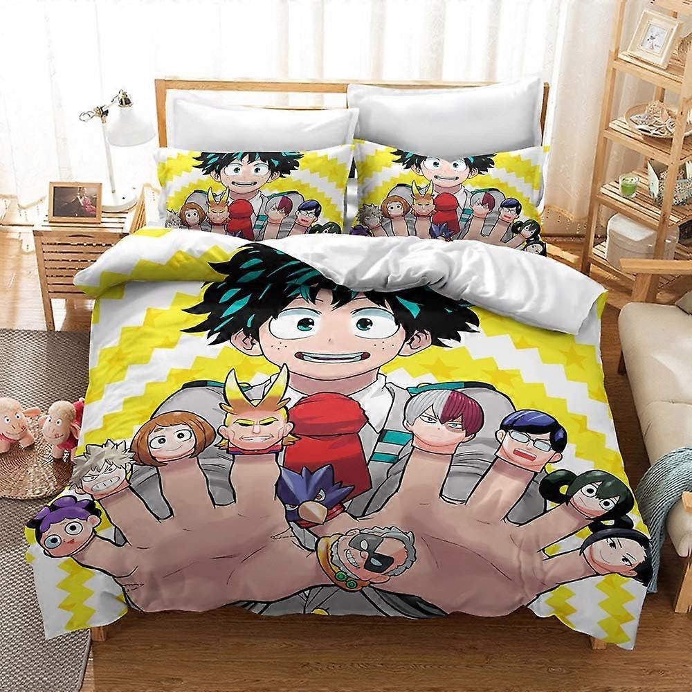 My Hero Academia Microfiber Quilt Set with Zipper Closure Bedding Duvet Cover and Pillowcases Easy Care Soft )