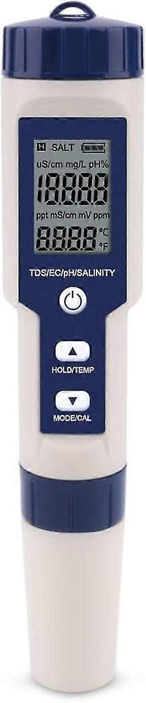 Five-in-one Ph Meter Ph Ectds Temperature Salinity Conductivity Water Quality Test Pen Breeding Detector Backlight Test Pen