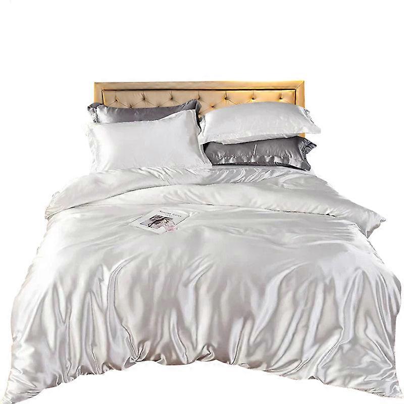 Biancheria da letto bianca Eu Single Size 2 pezzi Set copripiumino in raso Copripiumino in poliestere