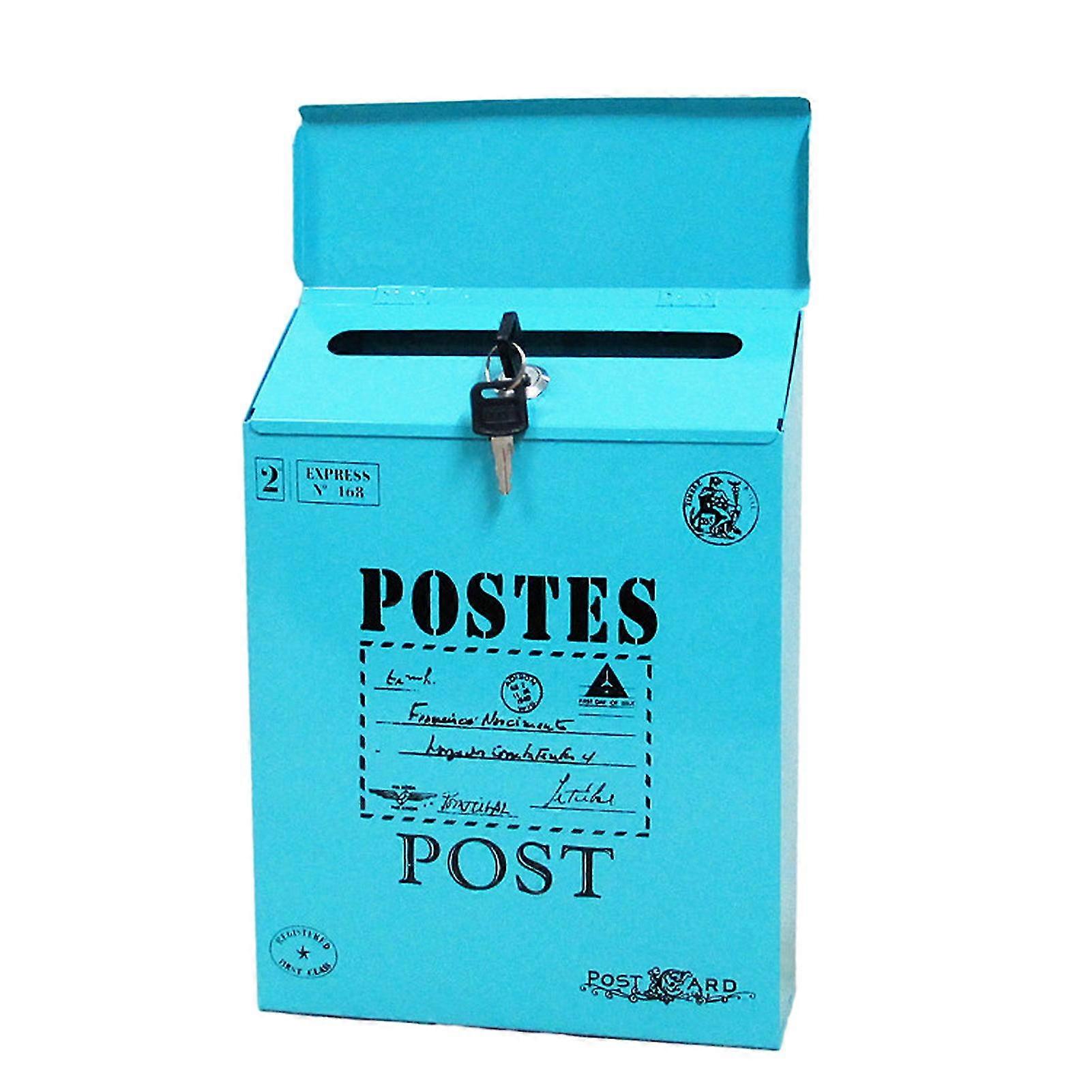 Mailbox Suggestion Box Rustic Style Wall Mounted With Locking Secure Vibrant Color Workplace Feedback Box
