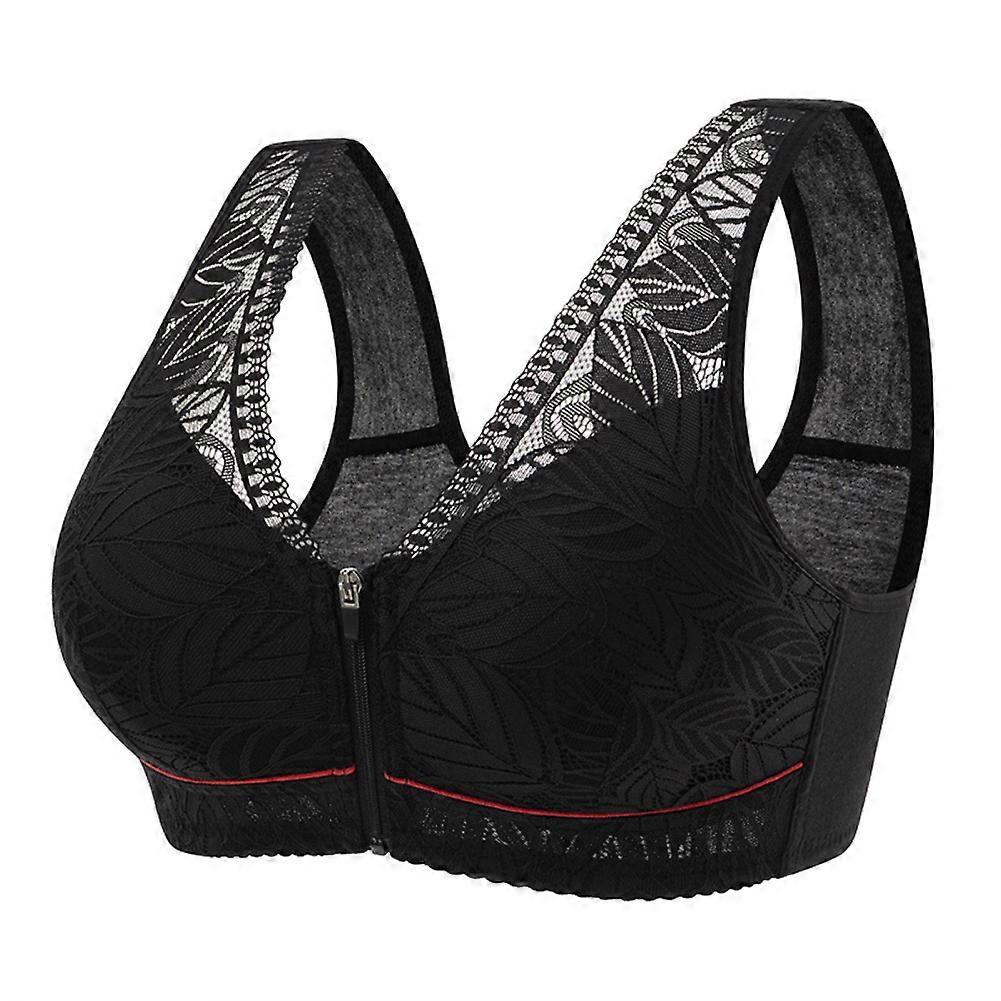 Ladies Front Fastening Bra Non Wired Non Padded Soft Stretch Zip Sports Bra