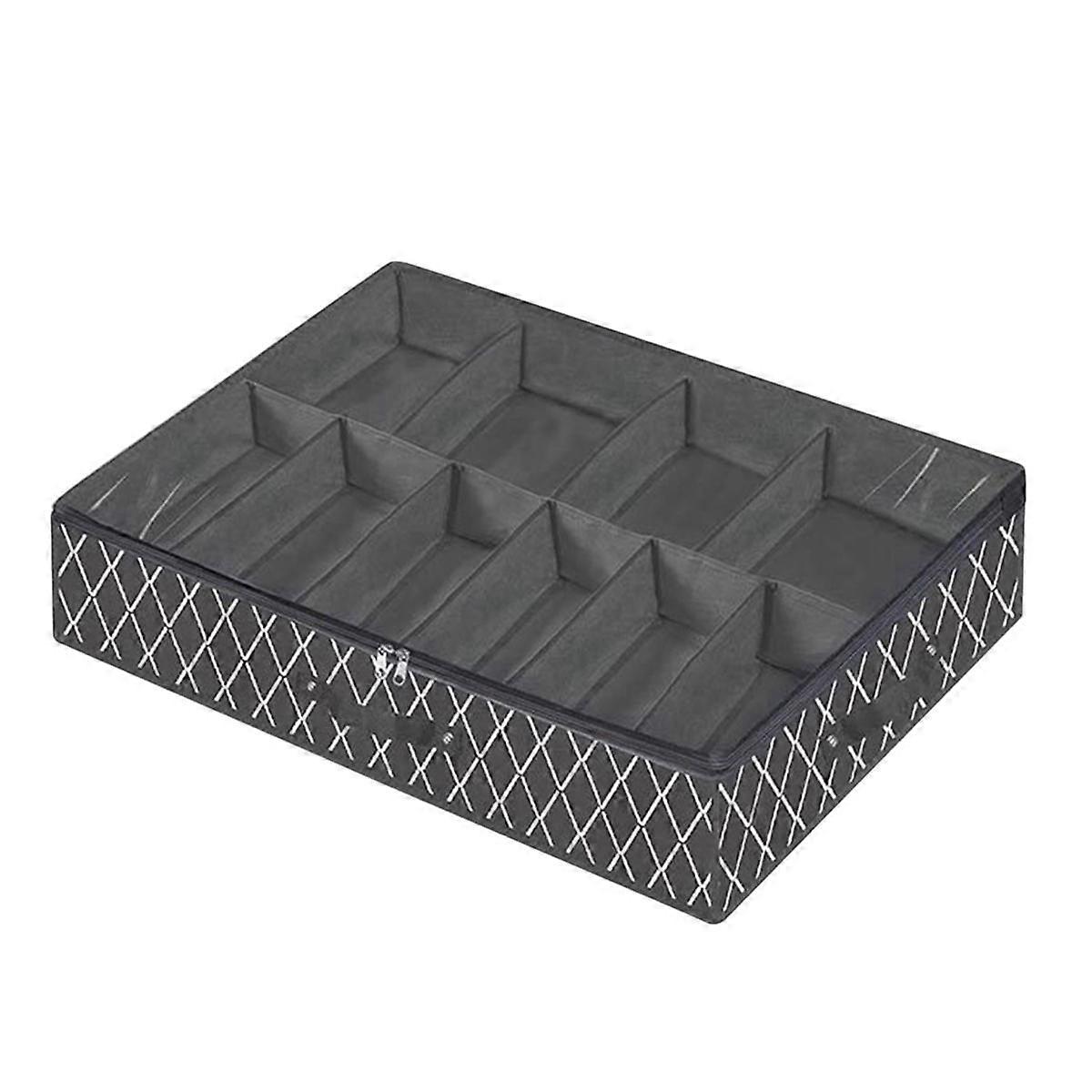 Under Bed Shoe Storage Box Drawer Organizer for Shoe Storage Foldable Box for 12 Pairs of Shoes,Bla