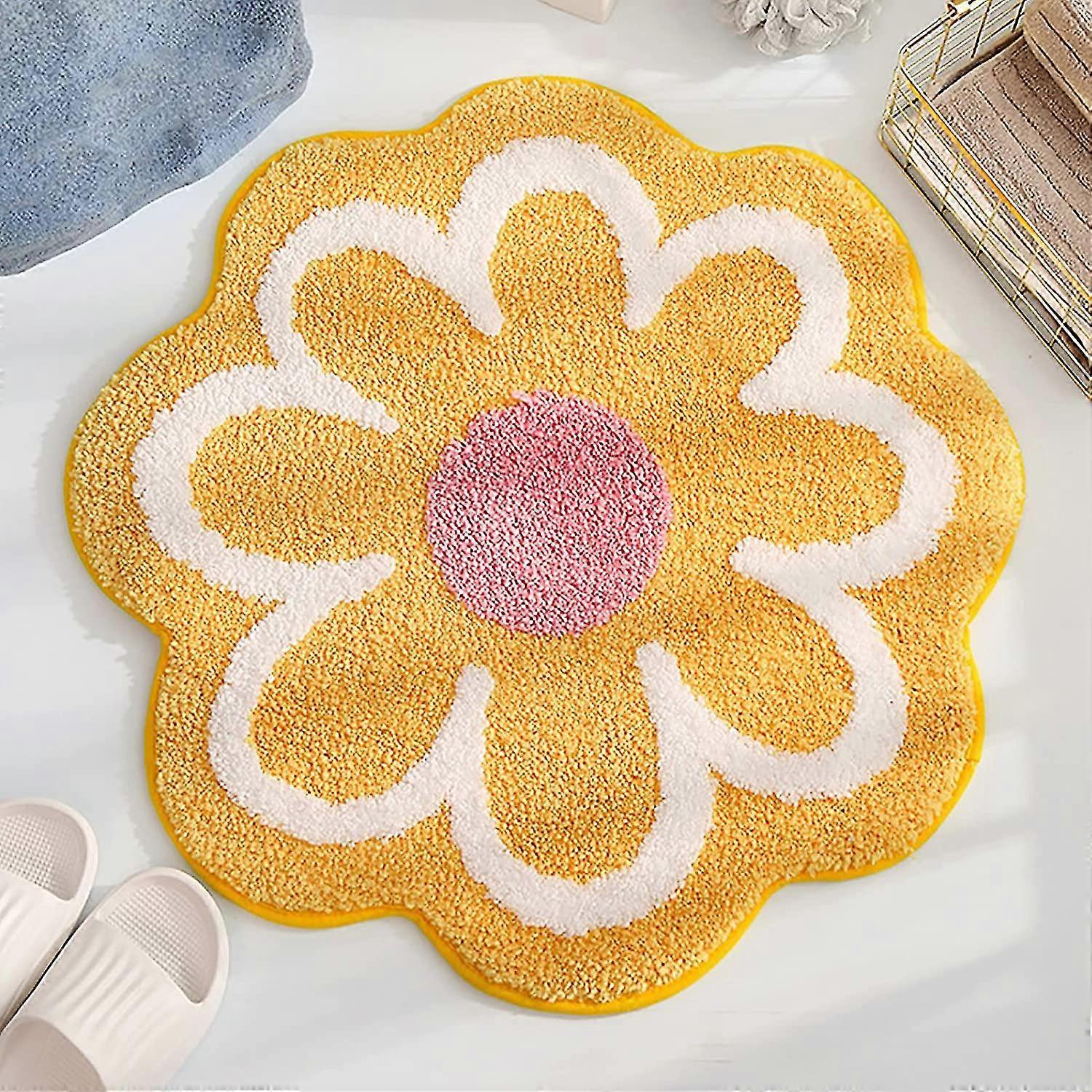Blumenbereich Teppich Matte Süße Blumen Badezimmer Teppich Weiche Mikrofaser Runde Blume Fußmatte Wasseraufnahme