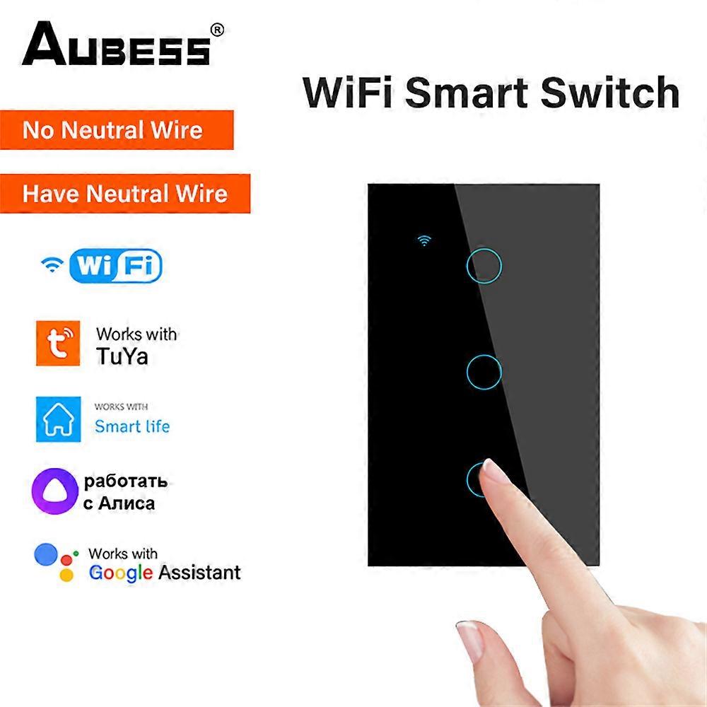 1/2/3/4 Gang WiFi Smart Wall Touch Light Switch Glass Panel for Alexa/Google APP
