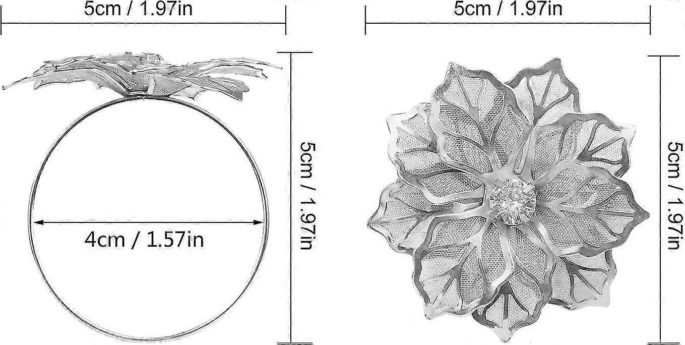 12 Pack Silver Napkin Rings For Parties, Festivals