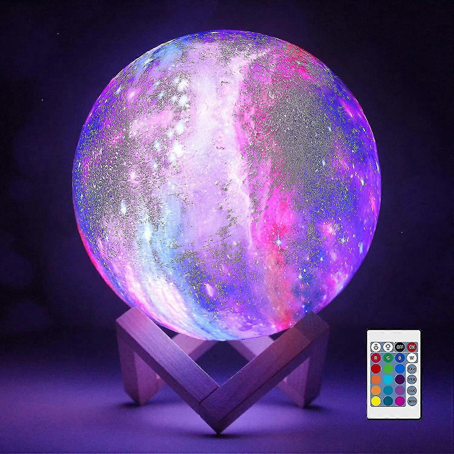 4.8 Inch 3d Galaxy Moon Lamp - Cool Kids Galaxy Moon Night Light With 16 Led Colors, Touch