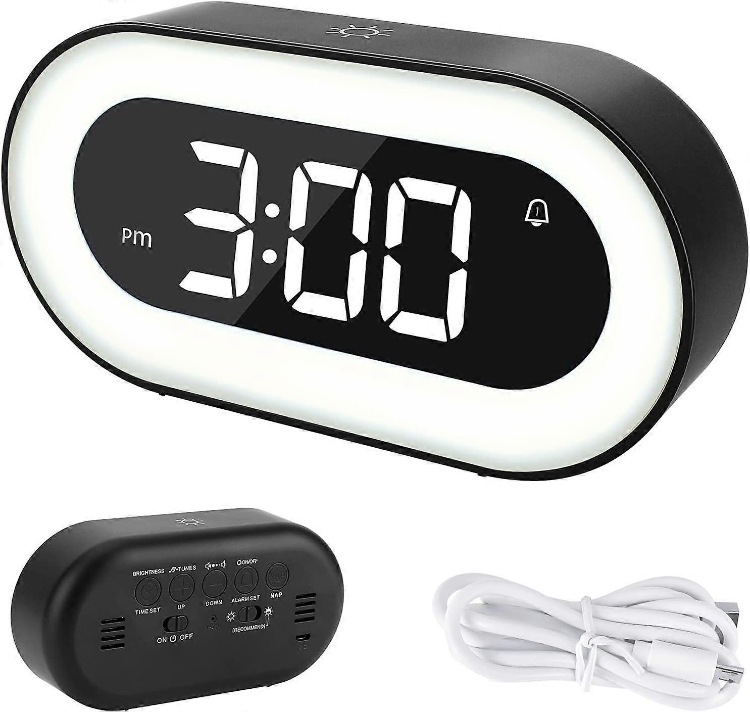 Digital Alarm Clock, LED Display Bedside Clock Night Light Alarm