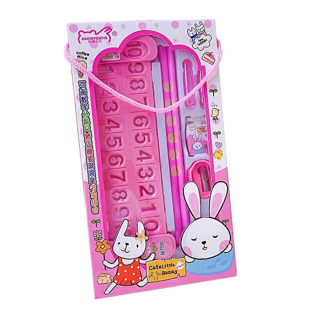 Plastic Decomposition Ruler with Wooden Pencils; Eraser and Pencil Sharpener, Student Subtraction Ruler Addition Ruler