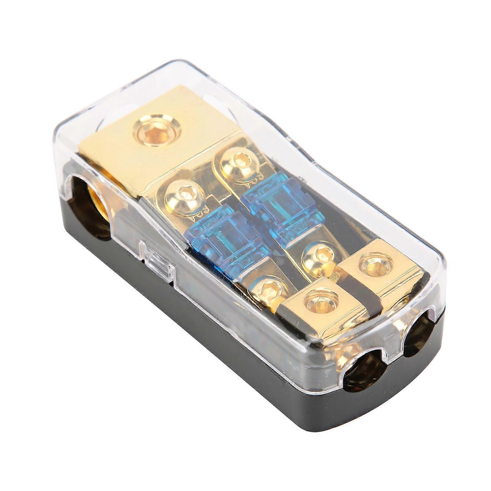 60A Power Distribution Block 1 in 2 Way Out Car Audio Splitter Copper Ground Fuse Holder