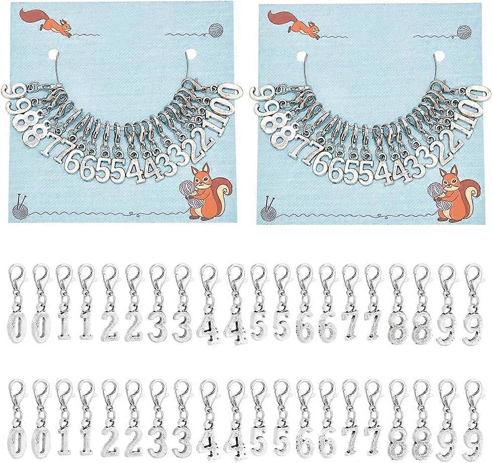 40 Pcs 0-9 Number Stitch Markers Alloy Crochet Marker Charms Removable Lobster Clasp Locking Stitch Marker for Knitting Weaving Sewing Jewelry Making