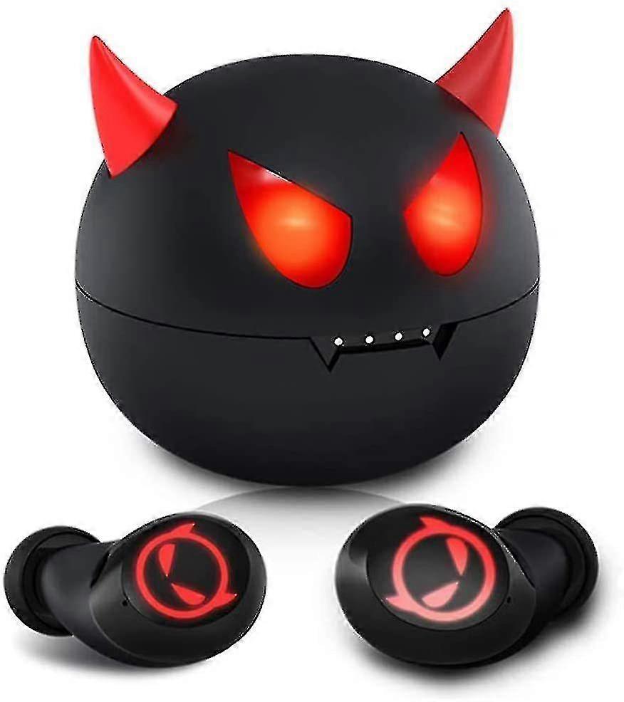 Kids Wireless Earbuds Cute Little Devil Earphones For Kids Adult Noise Reduce Bluetooth 5.0 Waterproof Sport Tws Stereo Headphones With Built-in Mic(
