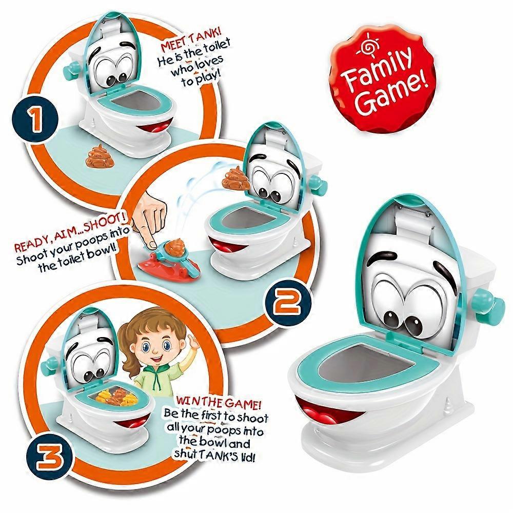 Poop Shoot Creative Family Interactive Game Includes One Toilet, Two Launchers and 12 Soft Toy Poops, Gift
