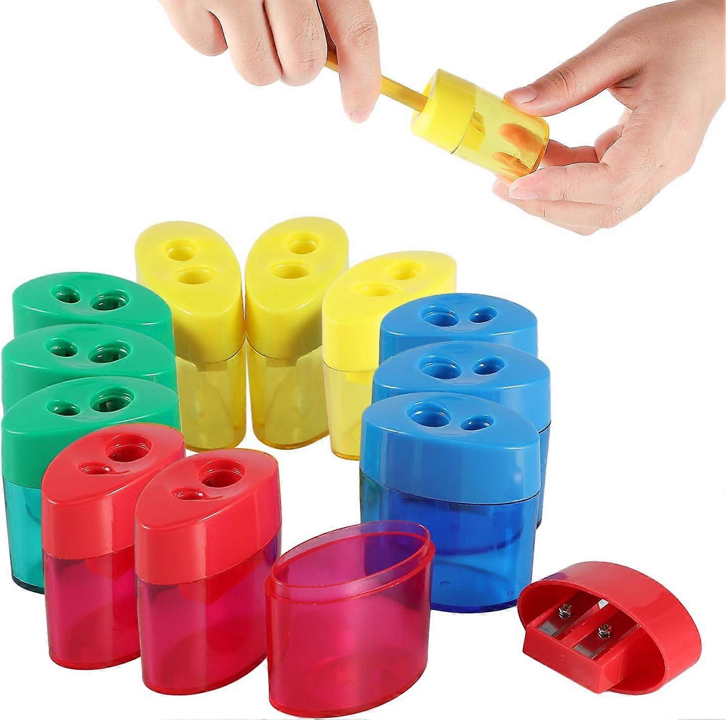 2 Holes Pencil Sharpener,Pencil Sharpener for Kids,Pencil Sharpener Handheld-12 PACK