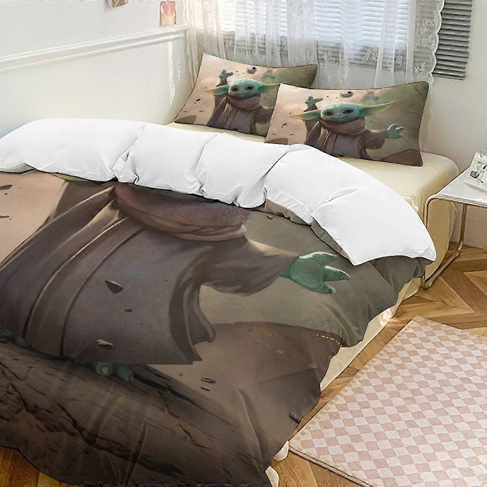 v2045 Bed Sheets Bedding Baby Yoda 3-Piece Bedding Set Soft Warm And Comfortable Bed Set with 1 Duvet Cover And 2 Pillowcases Bed Sheets yuq2045