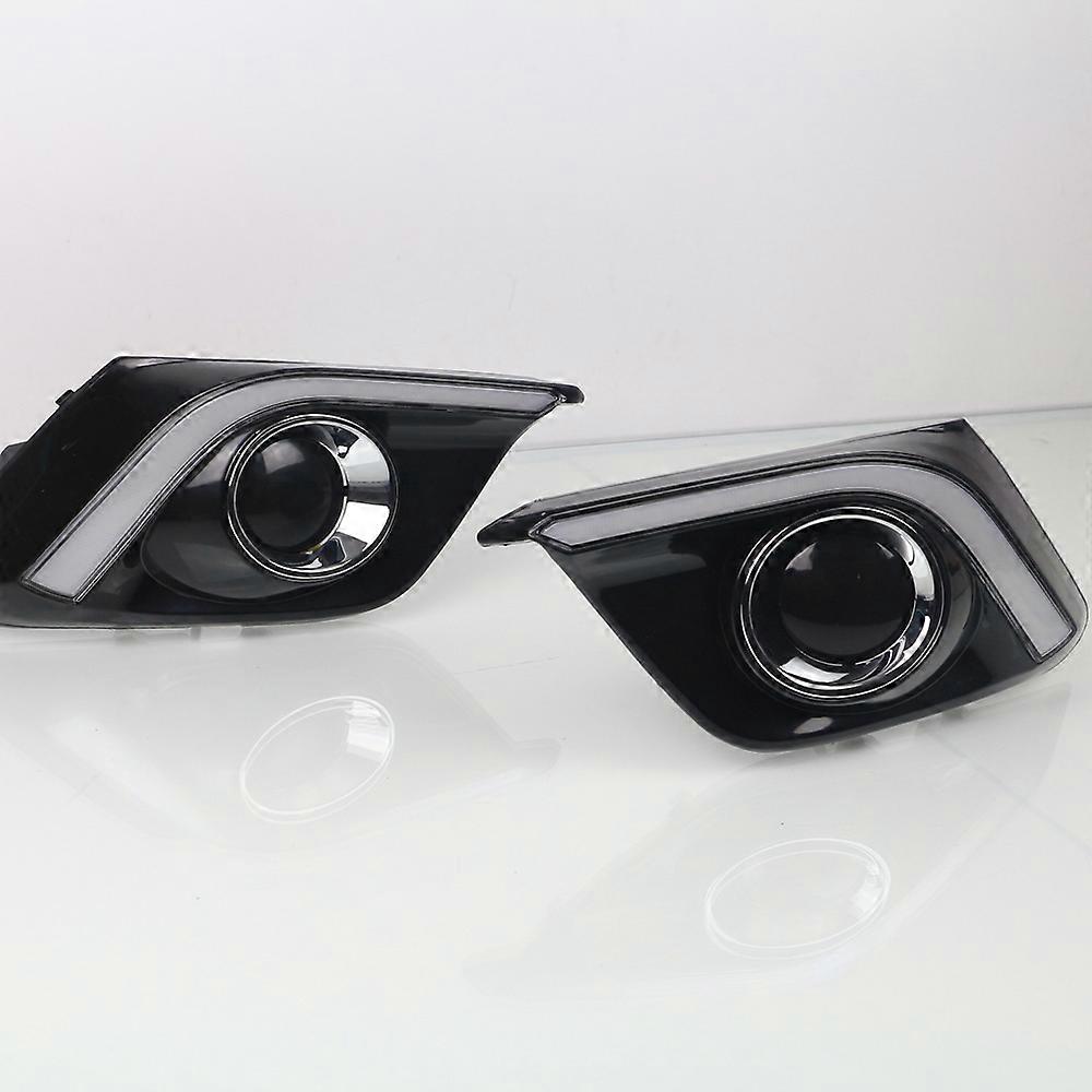 2PCS DRL For Mazda 3 Axela 2014 2015 2016 Daytime Running Lights fog lamp cover headlight Daylight with dynamic turn signal