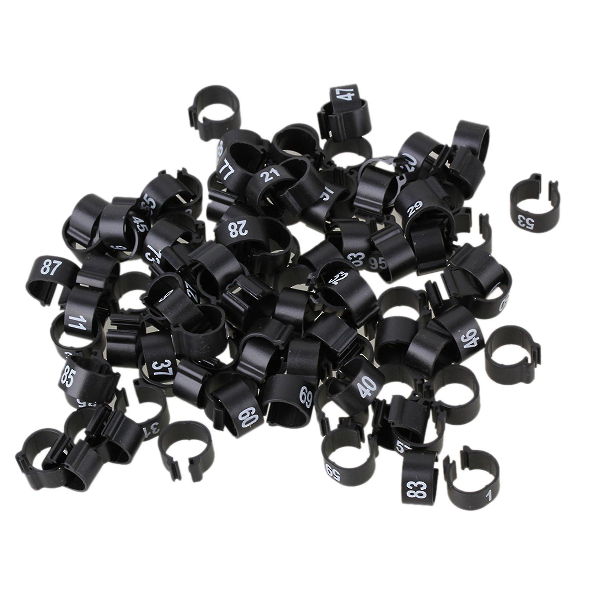 ペットIDタグ100pcsブラックプラスチック9.5mmチキンピジョンレッグバンド家禽鳥番号リング