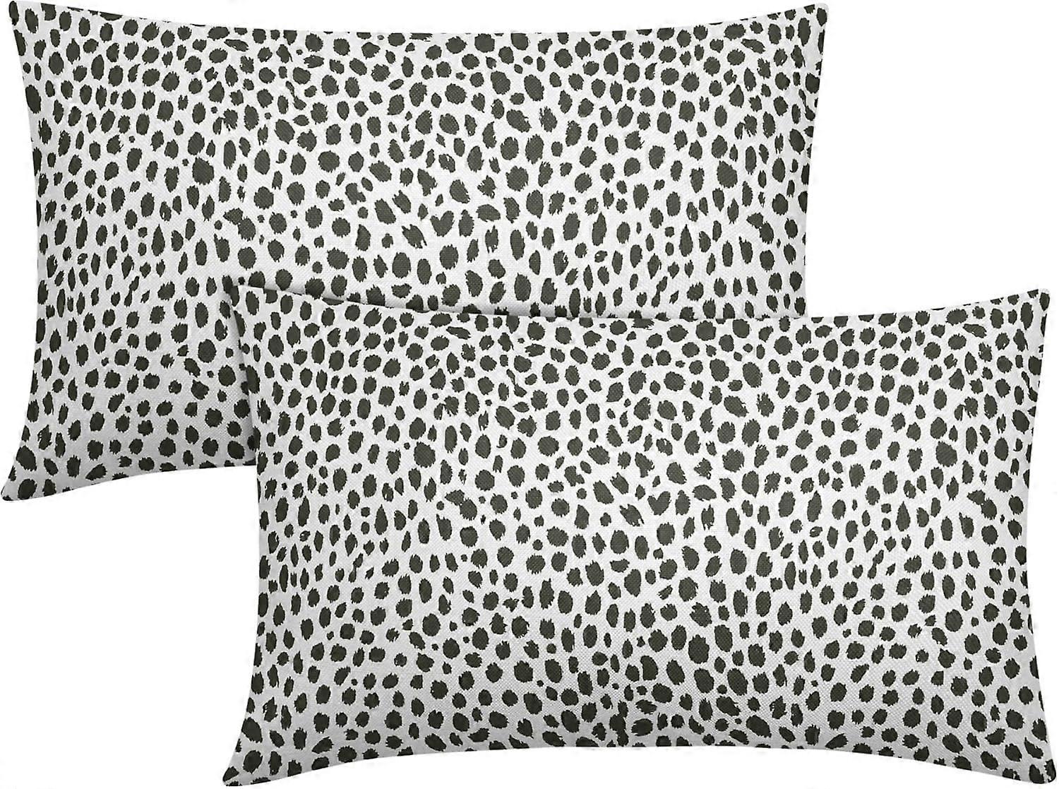 Tmavošedá krémová bedrová vankúšová bielizeň 12x20 palcov Boho dizajn Polka Dot Throw Vankúš Súprava 2 moderných ťahov štetcom Tlač Vankúš Obliečka na vankúš Bavlnená línia