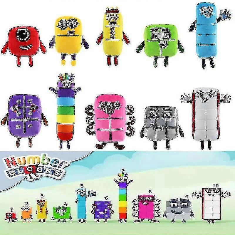 10buc / set Numberblocks Jucării de pluș educative umplute blocuri numerice jucării desen animat figurină plușuri umplute copii cadou de înaltă calitate de înaltă calitate