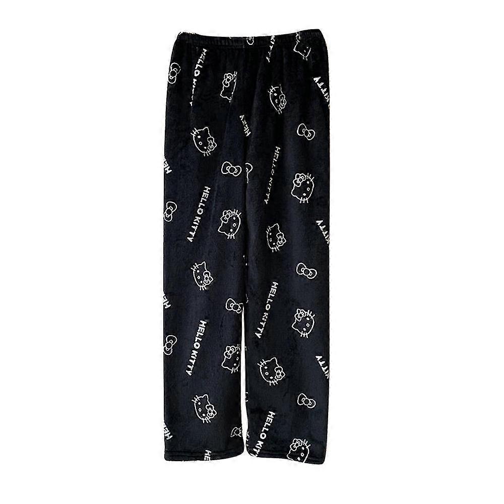 Piżama Kawaii Dla Kobiet Dziewczyny Boże Narodzenie Kreskówka Kot Hello Kitty Na Całej Powierzchni Nadruk Miękka Flanela Xmas Anime Soft Sleep Piżama