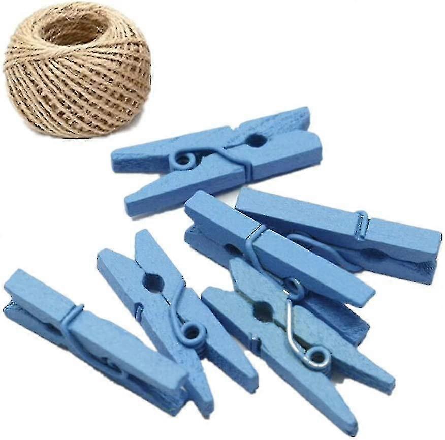 Elevate Your Projects with 100 Colored Wooden Mini Pegs and 20 Meters of Jute