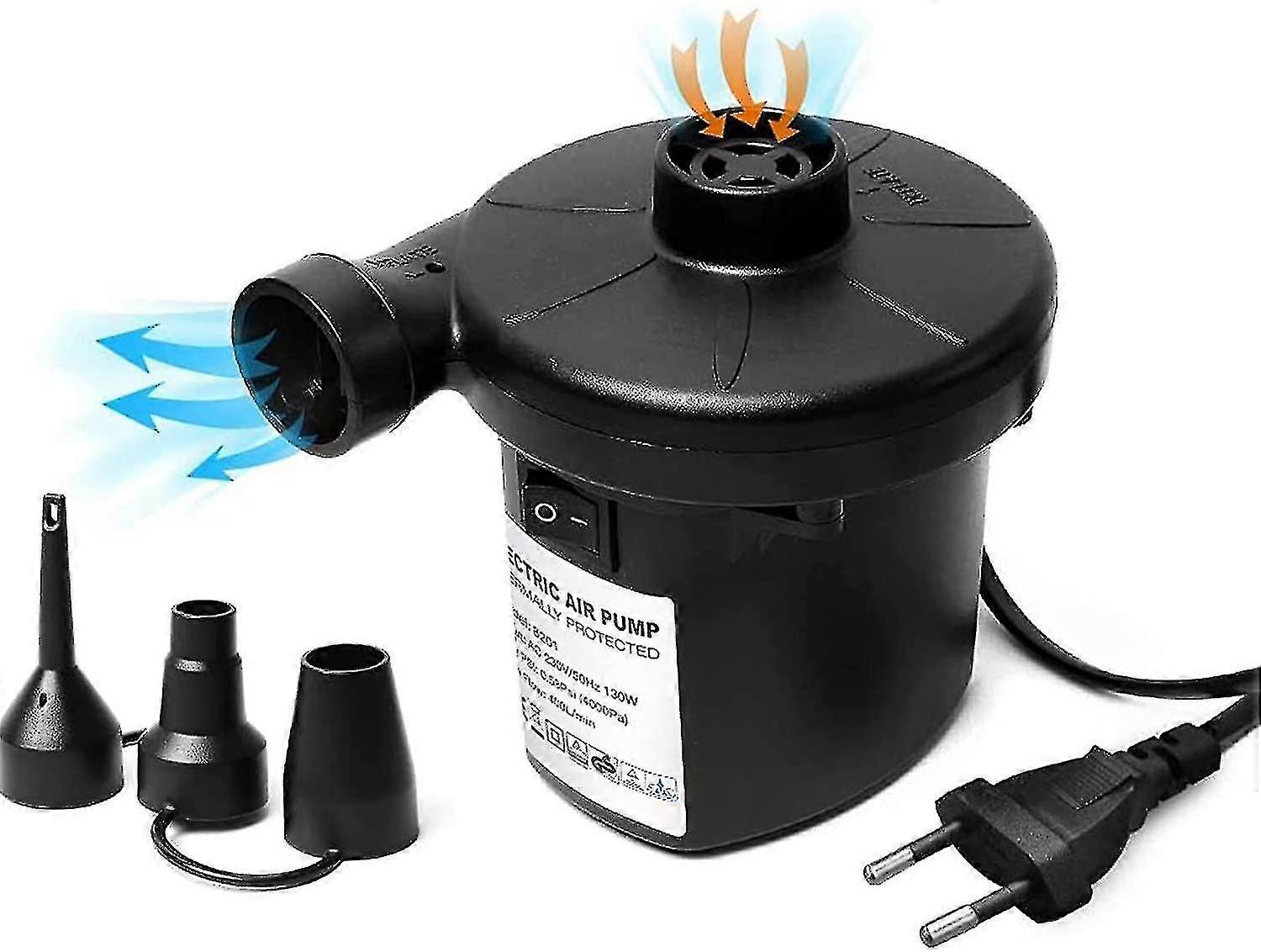 Electric Pump, Portable Electric Air Pump Electric Inflator With 3 Nozzles For Mattress/camping Cushion/waterbed