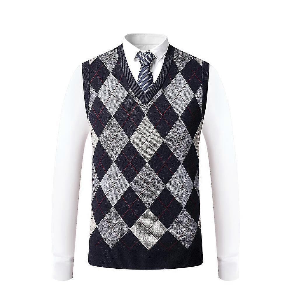 Herr Cashmere Pullover Wool Blend Ärmlös stickad V-ringad tröja