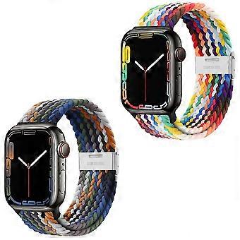 2PCS Compatible with Apple Watch iWatch Bands 42mm 44mm 45mm Women Men, Adjustable Braided Solo Loop Stretchable Elastics Sport Wristband for iWatch S