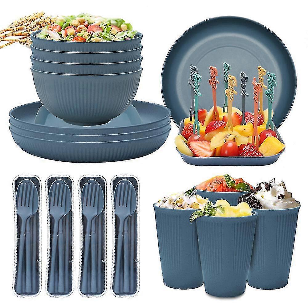 Unbreakable Dinnerware Sets Camping Plates And Bowls Set Plastic Picnic Dinner Sets