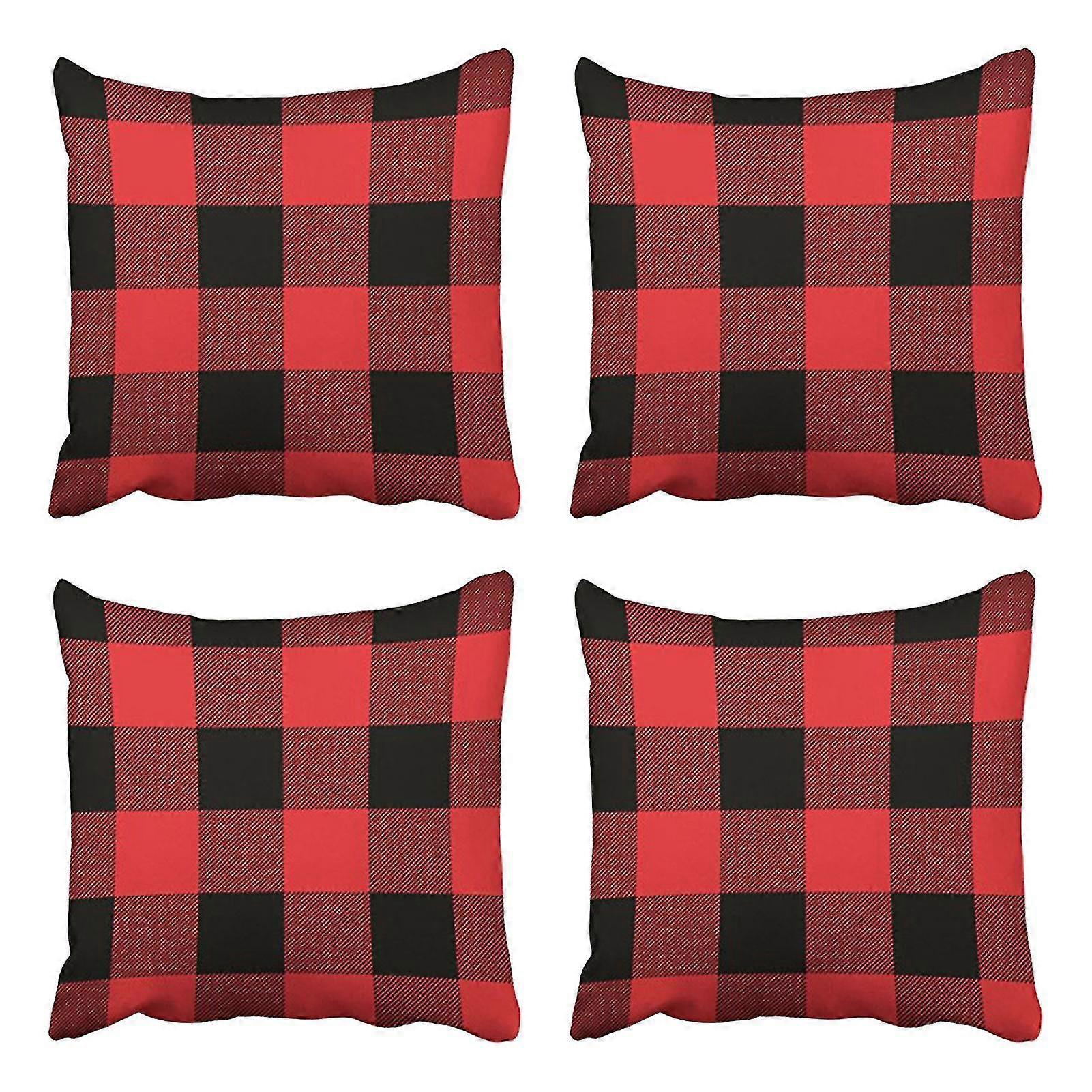 1 Set Plaid Pattern Throw Pillow Case Double Side Printed Polyester Strong Flexibility Cushion Case For Daily Life