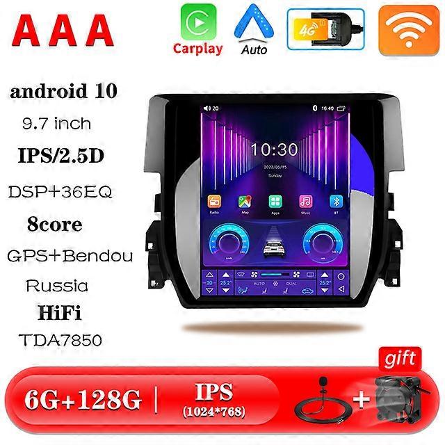 Autorádio Android 11 pre Honda Civic 2015 2016 2017 2018 - 2021 Multimeda Player Bluetooth Audio Navigácia Carplay Auto IPS