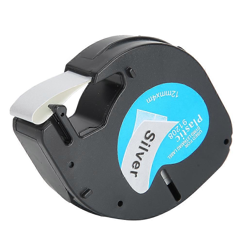 Dymo 12mm Silver Background Black Labeling Tape ( Plastic+Paper 4m)