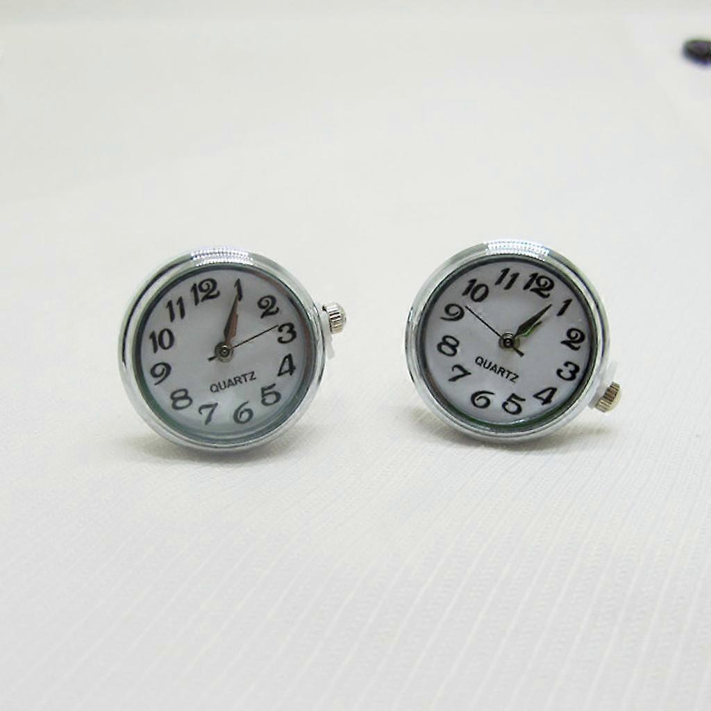Unique Round Circle Watch Working Shirt Button Suit Cufflinks Silver
