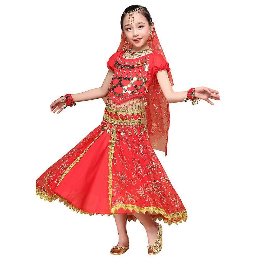 Costume de danse du ventre pour enfants Bollywood Robe pour fille Enfants S Day Danse orientale Jupes Inde Performance 5pcs Set