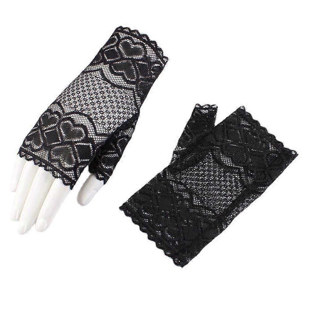 Women Gloves Elastic Performance Fingerless Gothic Short Gloves Black