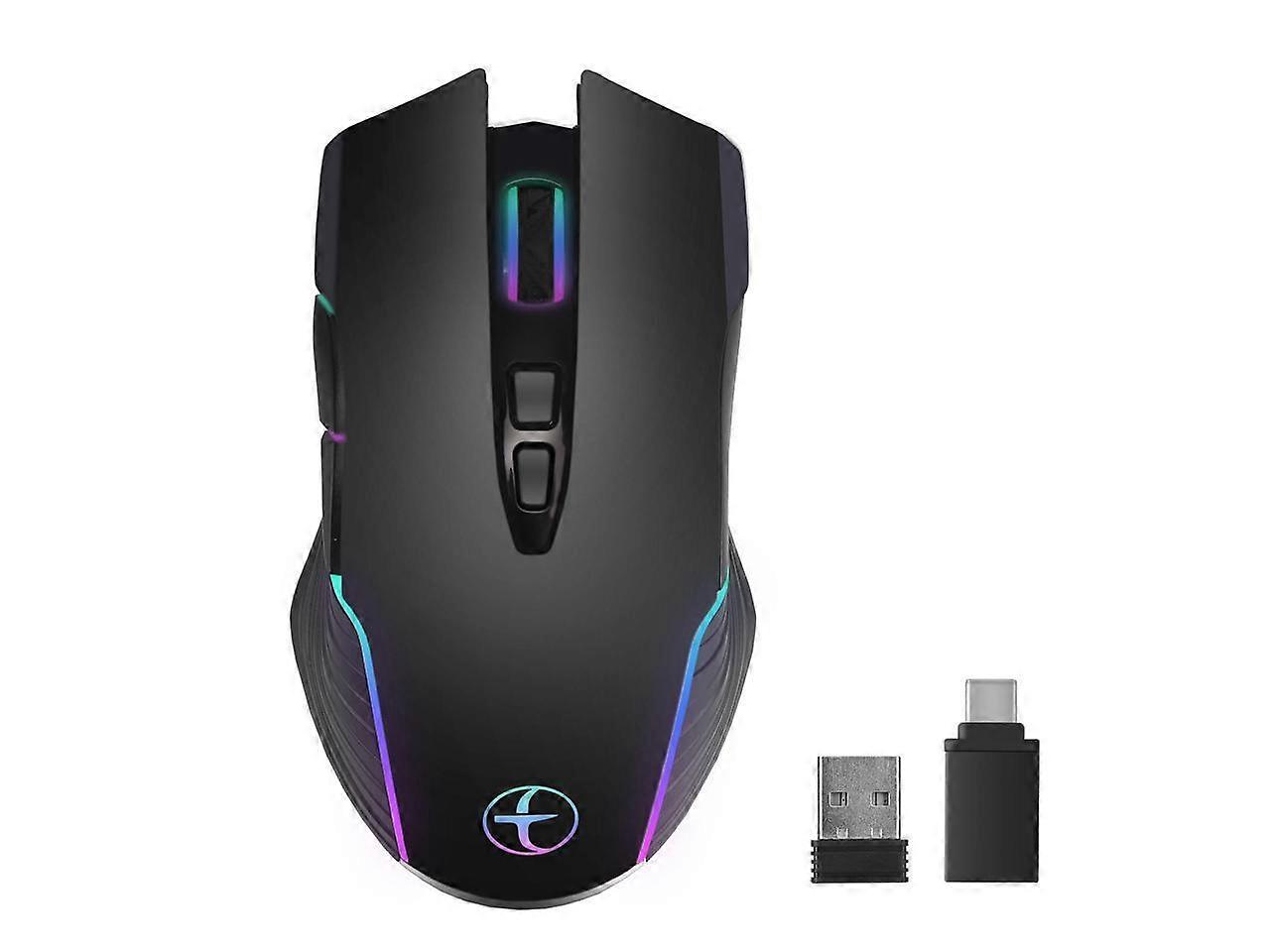 Wireless Mouse LED Rechargeable USB Type-C Mouse for Macbook Laptop Computer Silent Click Jiggler Mouse 2.4G USB