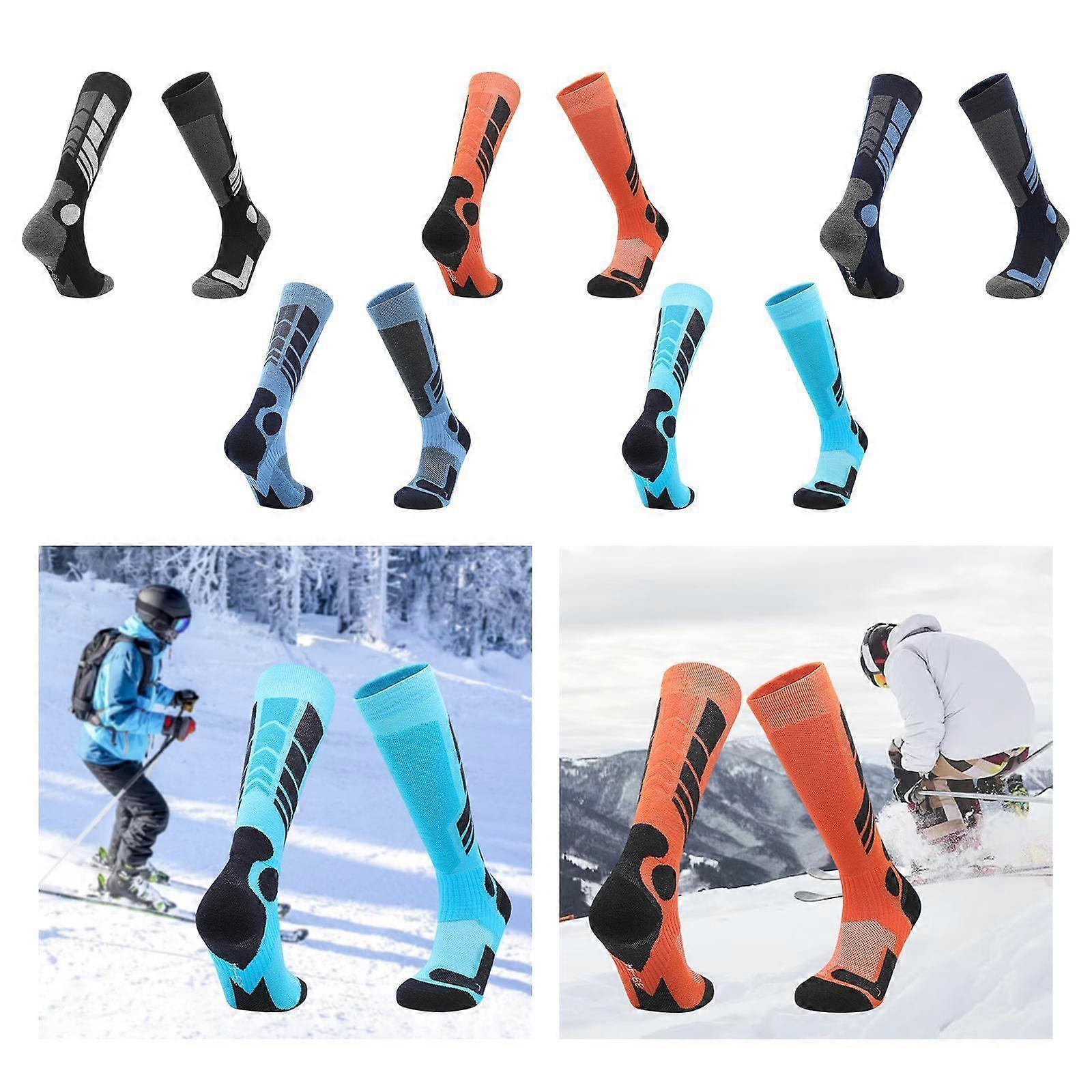 3 par kvinnor ull skidstrumpor, 19 x 34 cm Termisk varm knähög tjocka strumpor för vinter, kallt väder, snö, snowboard, jakt, vandring