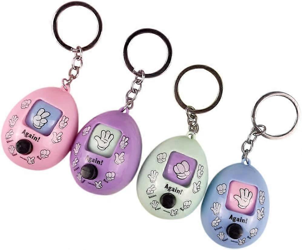 4 Packs Keychain with Rock Paper Scissors Game