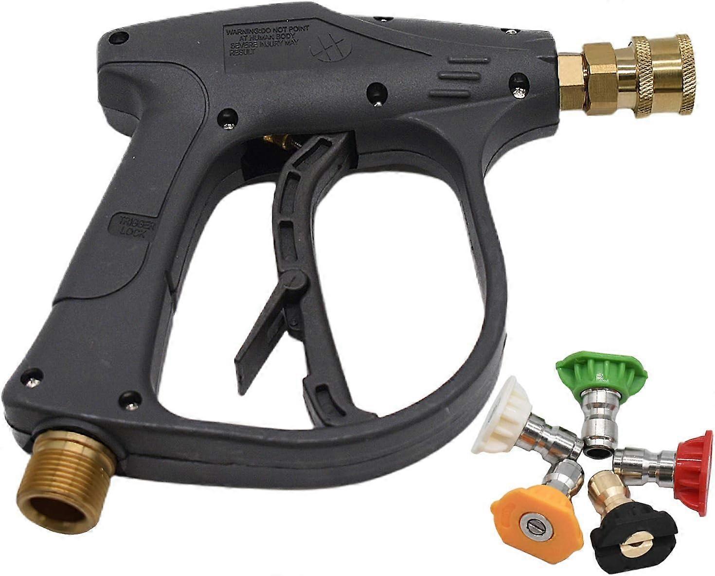 High Pressure Washer Gun with 5 Nozzles, 4000 PSI Quick Connect 1/4" Foam Gun, Male M22 Washer Gun