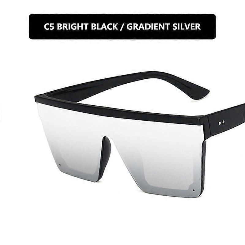 Lunettes de soleil surdimensionnées vintage Flat Top - pour les femmes hommes Big Frame UV400 Protection Trendy Square Eyewear Outdoor