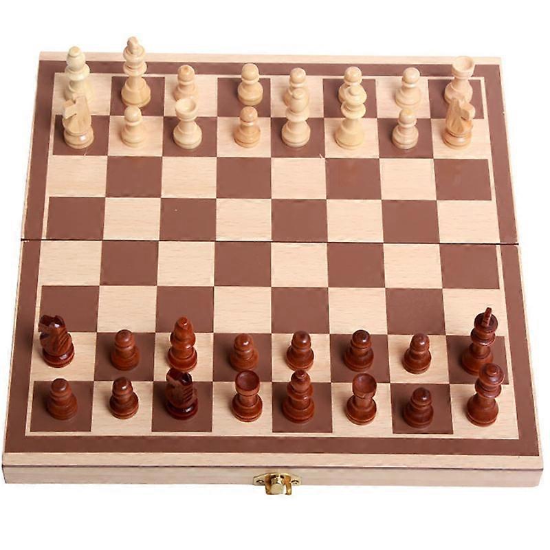 Chess Wooden Checker Board Solid Wood Pieces Folding Chess Board High-end Puzzle Chess Game Children's Games