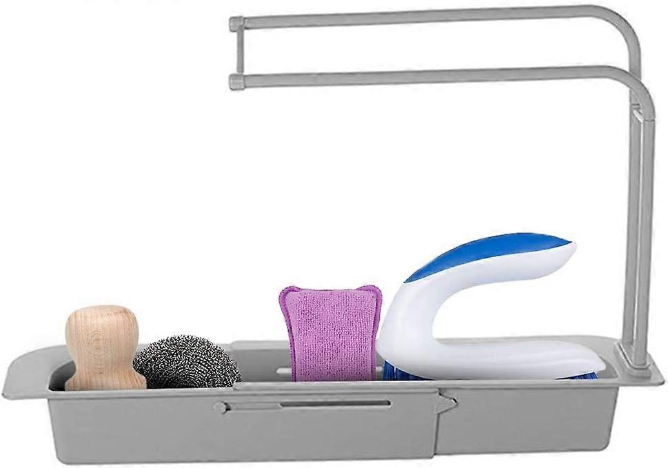 Telescopic Sink Storage Rack Holder-Adjustable 2-in-1 Sink Organizer,Expandable Sink Basket,Sink