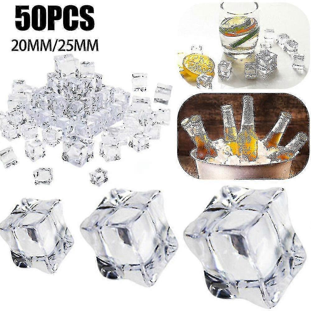 50pcs Clear Fake Crushed Ice Rocks Ice Cubes Vase Fillers Square Ice Cube