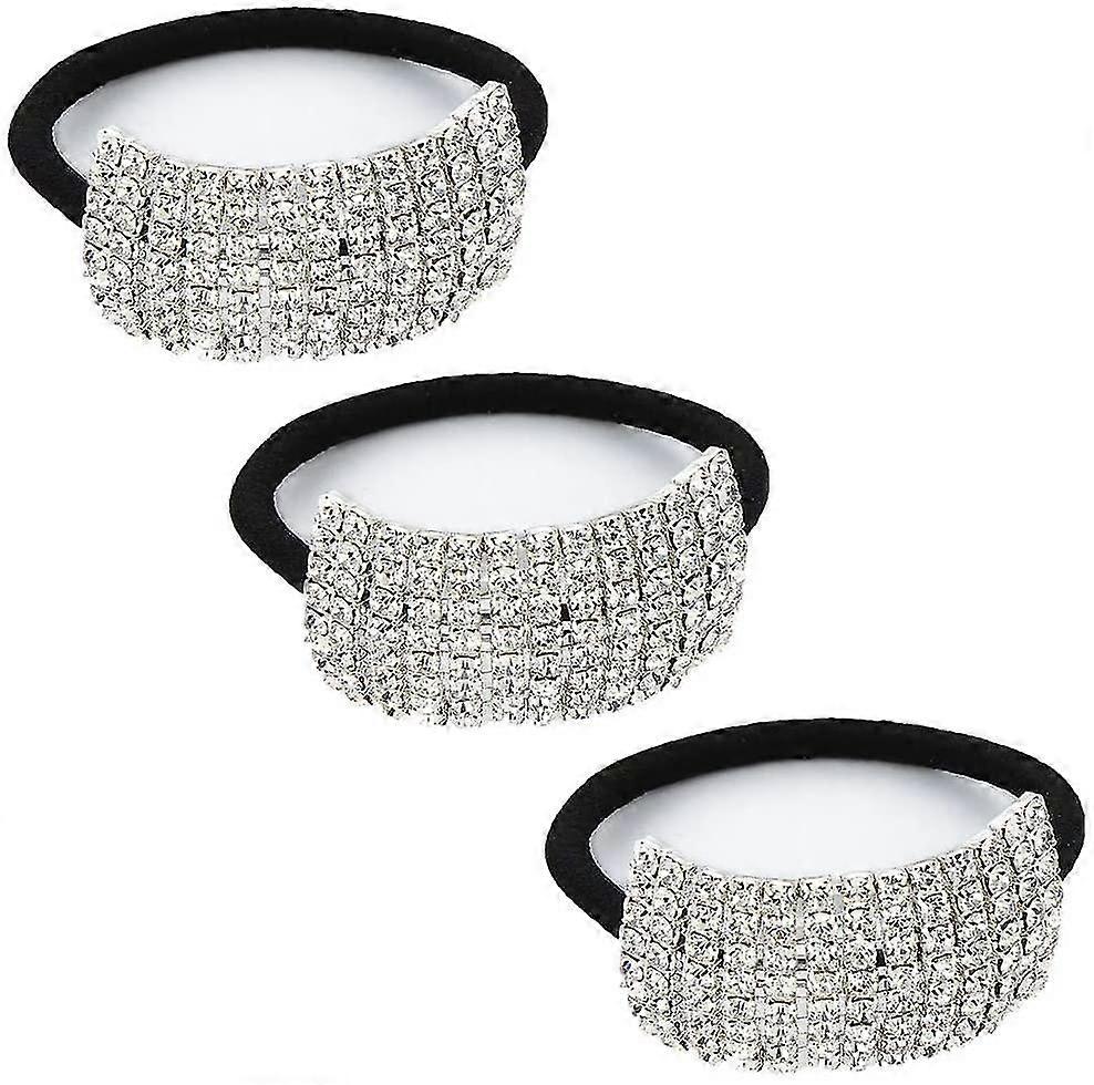 3 Pack Strass Cravates cheveux Porte-queue de cheval Cheveux élastiques pour femmes et filles