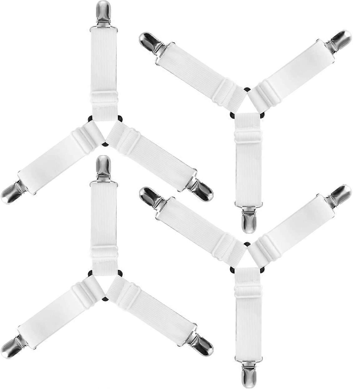 4pcs Triangle Elastic Fitted Sheet Clip Fastener Adjustable Retainer Strap