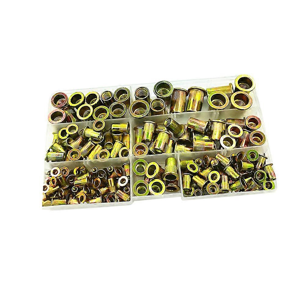190 Pcs Threaded Insert Rivet Bolts Nuts Threaded Nut Kit Flat Rivet Nuts Rivet Tool Threaded Rivets