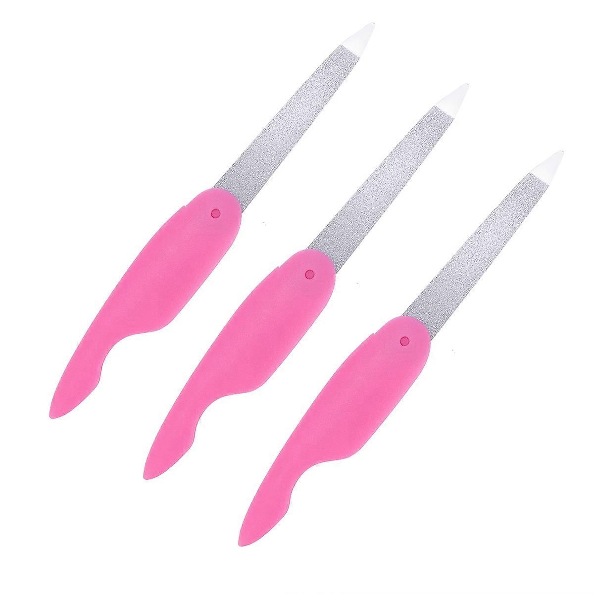 3pcs Folding Nail Files Stainless Steel Manicure Nail Buffers for Smooth and Shiny Nails