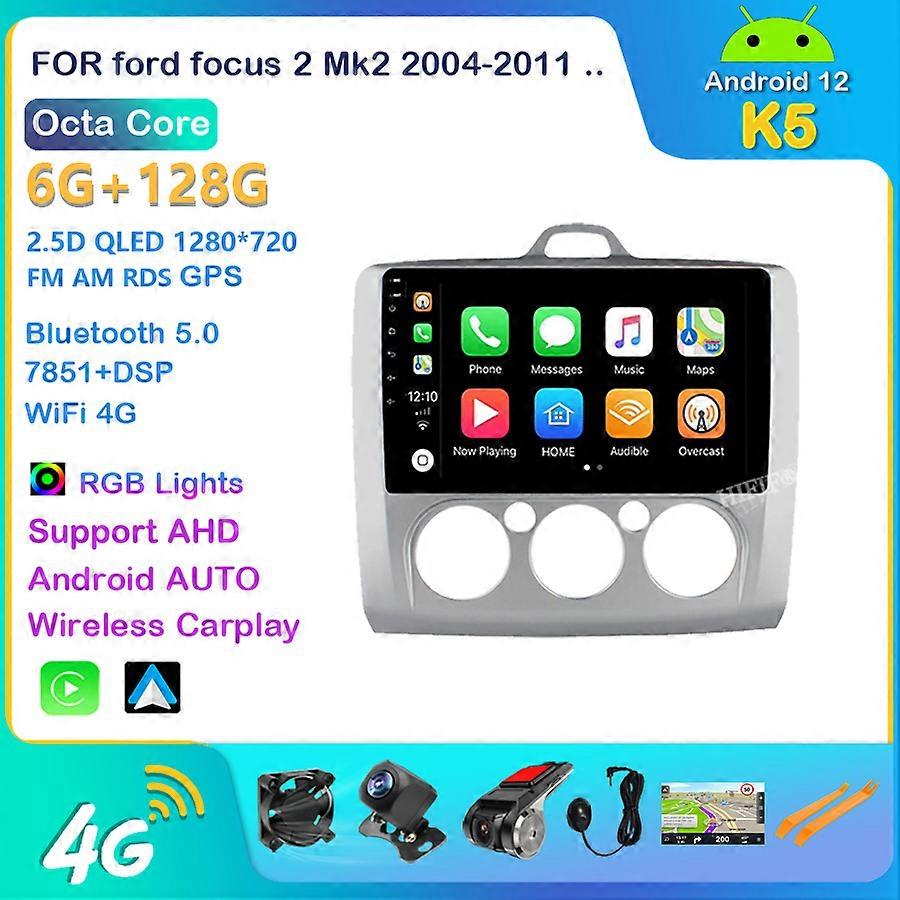 9-calowe radio samochodowe Android 12 Odtwarzacz DVD Carplay Dla ford focus EXI MT 2 3 Mk2 2004 2005 2006 2007 -2011 Odtwarzacz multimedialny 2Din GPS